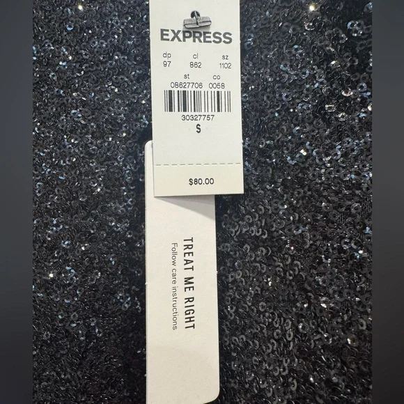 Endless Rose Sequin Shoulder Pad Top Black Women's S NWT - Picture 4 of 7